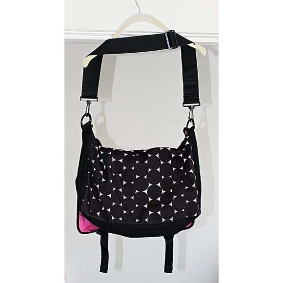 PBTeen - Pottery Barn Pack It Mod Dot Messenger Bag, Black + Pink - Picture 2 of 7